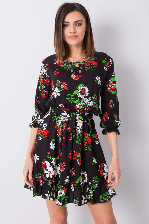 Juoda gėlių suknelė Arlette Juoda gėlių suknelė Arlette