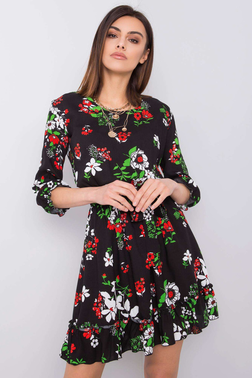 Juoda gėlių suknelė Arlette Juoda gėlių suknelė Arlette