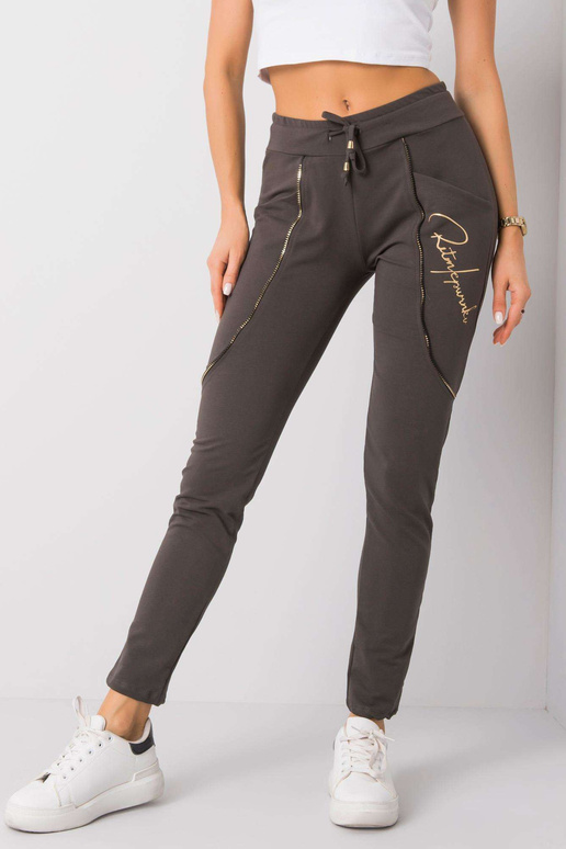 Maura tamsios chaki spalvos kelnės