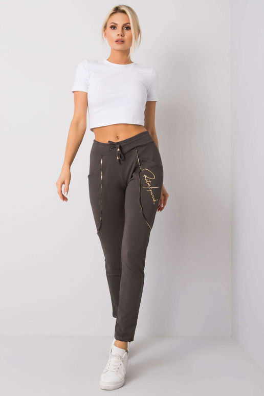 Maura tamsios chaki spalvos kelnės