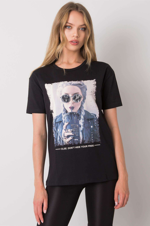 Juodi Kemmy marškinėliai su raštu