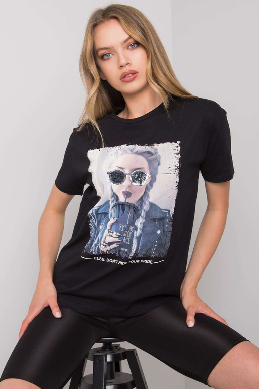 Juodi Kemmy marškinėliai su raštu