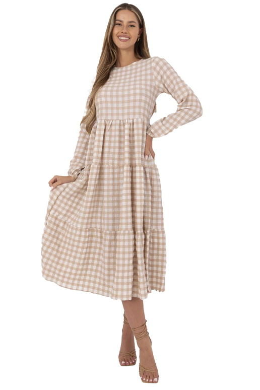 Smėlio spalvos languota suknelė...