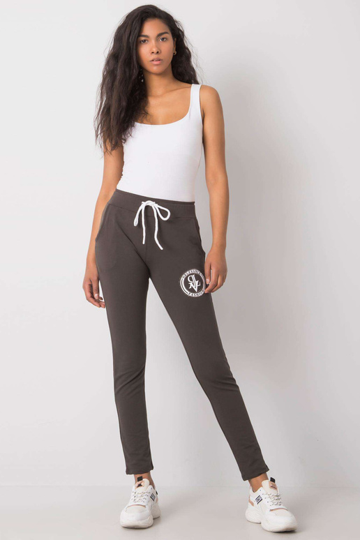 Tamsios chaki spalvos kelnės Cynthia