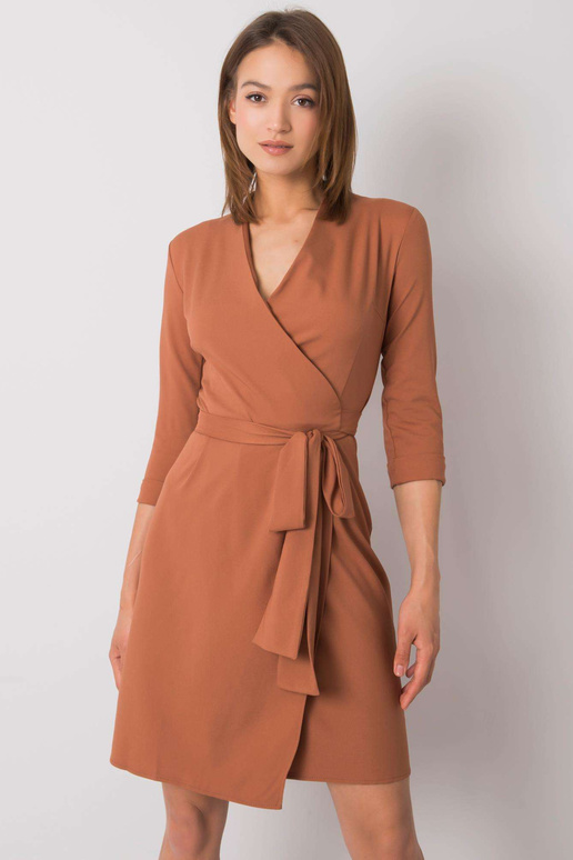 Ruda suknelė su kaklaraiščiu Edelie