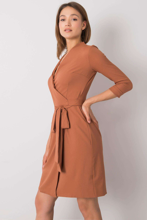 Ruda suknelė su kaklaraiščiu Edelie