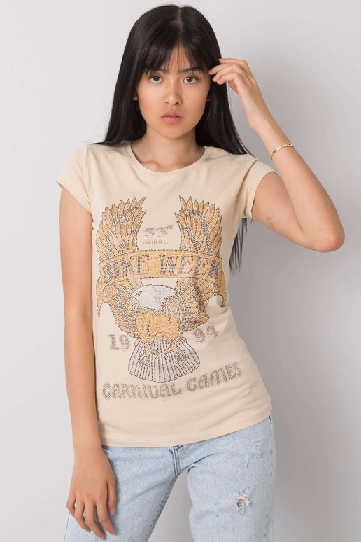 Smėlio spalvos marškinėliai su Haley...