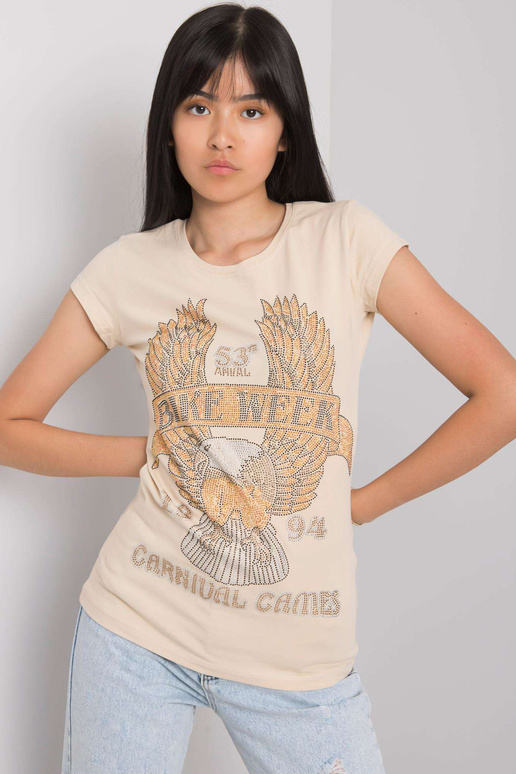 Smėlio spalvos marškinėliai su Haley...