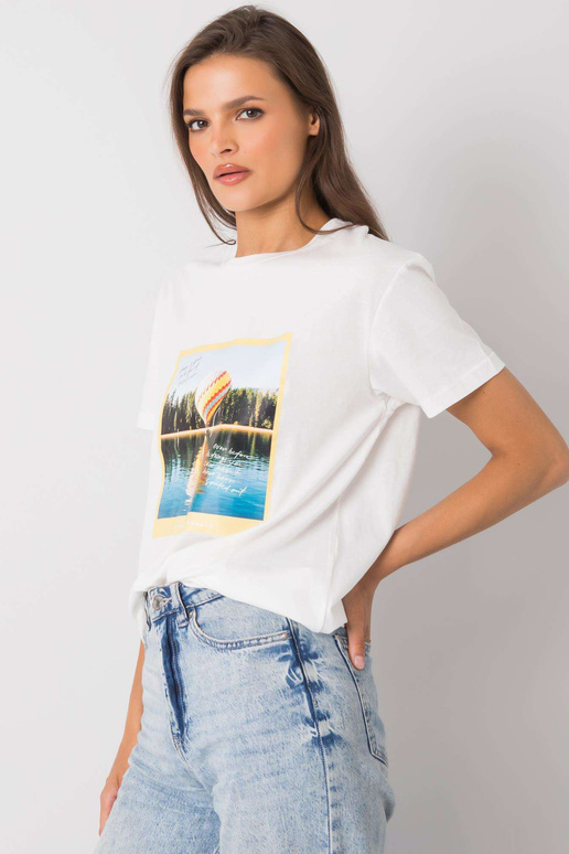 Ecru marškinėliai su raštu Solly Ecru marškinėliai su raštu Solly