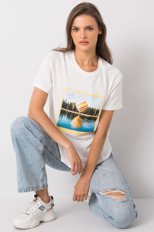 Ecru marškinėliai su raštu Solly Ecru marškinėliai su raštu Solly