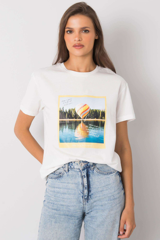 Ecru marškinėliai su raštu Solly Ecru marškinėliai su raštu Solly