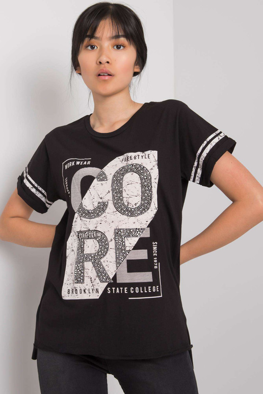 Juodi marškinėliai su gintaro raštu