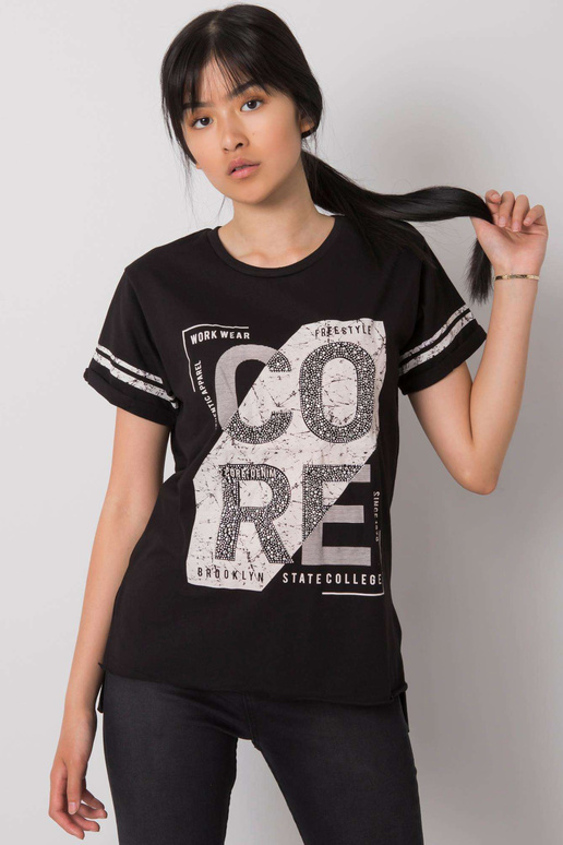 Juodi marškinėliai su gintaro raštu