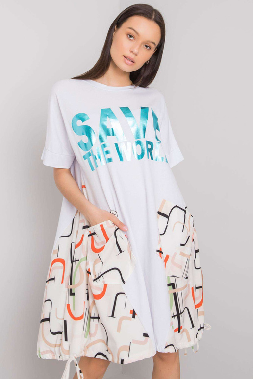 Balta ir smėlio spalvos suknelė su...