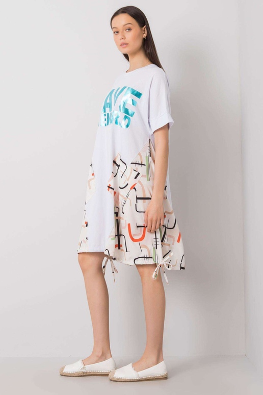 Balta ir smėlio spalvos suknelė su...