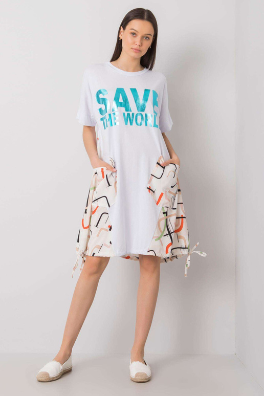 Balta ir smėlio spalvos suknelė su...