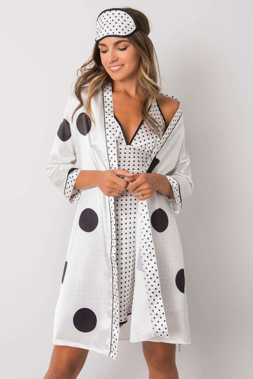 Baltas lovos komplektas su žirneliais