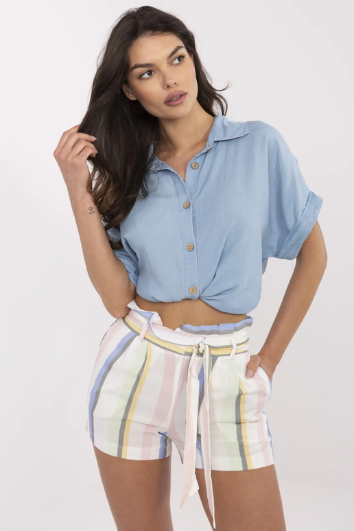 Nefeli RUE PARIS balti dryžuoti šortai