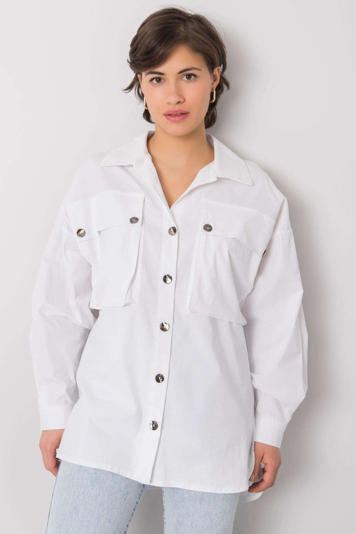 Balti marškiniai su kišenėmis Elora...