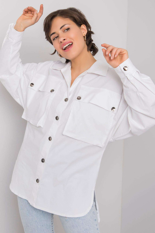 Balti marškiniai su kišenėmis Elora...