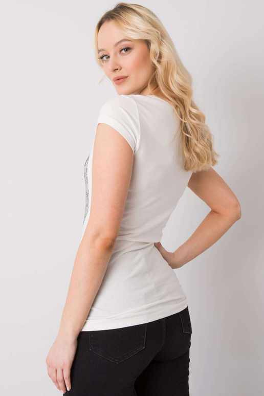 Ecru marškinėliai su kaukolės aplikacija Ecru marškinėliai su kaukolės aplikacija