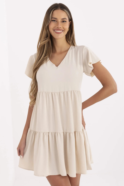 Smėlio spalvos suknelė su raukiniais...