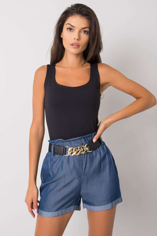 Tamsiai mėlyni šortai su juostele...