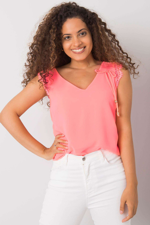 Fluo rožinis viršus su safyro nėriniais Fluo rožinis viršus su safyro nėriniais