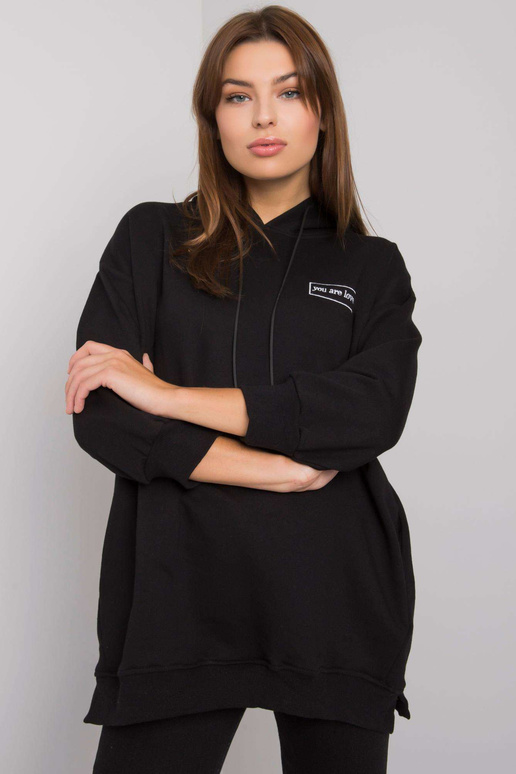 Juodas Leora megztinis su kišenėmis Juodas Leora megztinis su kišenėmis