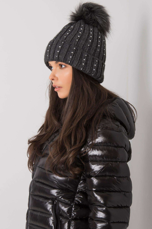 Tamsiai pilka žieminė kepurė su...