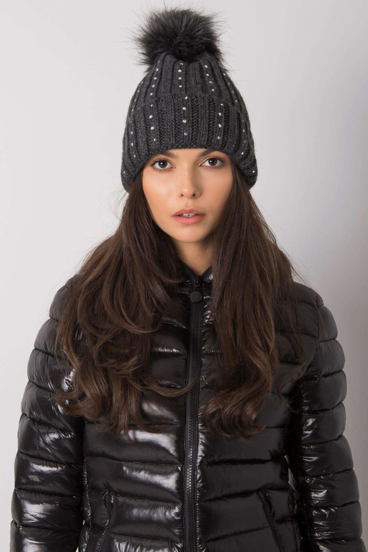 Tamsiai pilka žieminė kepurė su...