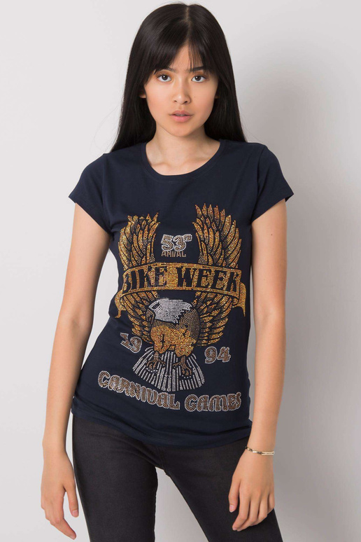 Tamsiai mėlyni marškinėliai su Haley...