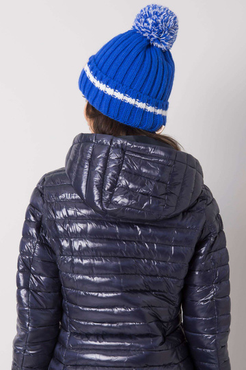 Mėlyna skrybėlė su pomponu 2