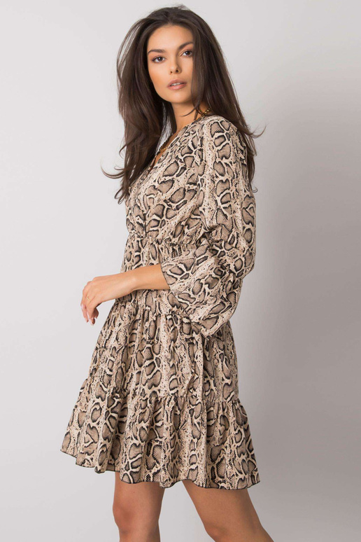 Smėlio ir juodos spalvos suknelė su...