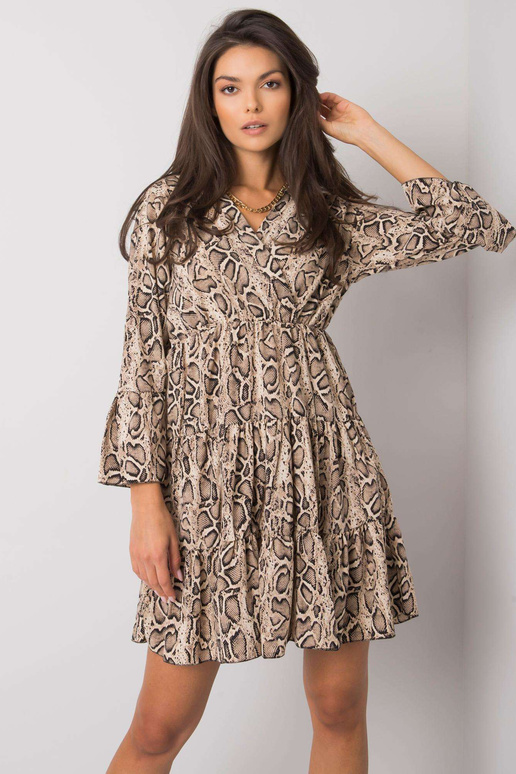 Smėlio ir juodos spalvos suknelė su...