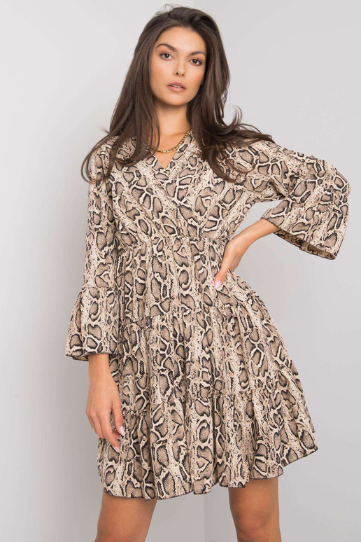 Smėlio ir juodos spalvos suknelė su...