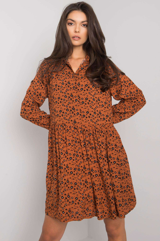 Ruda suknelė su raštais Rima FRESH MADE