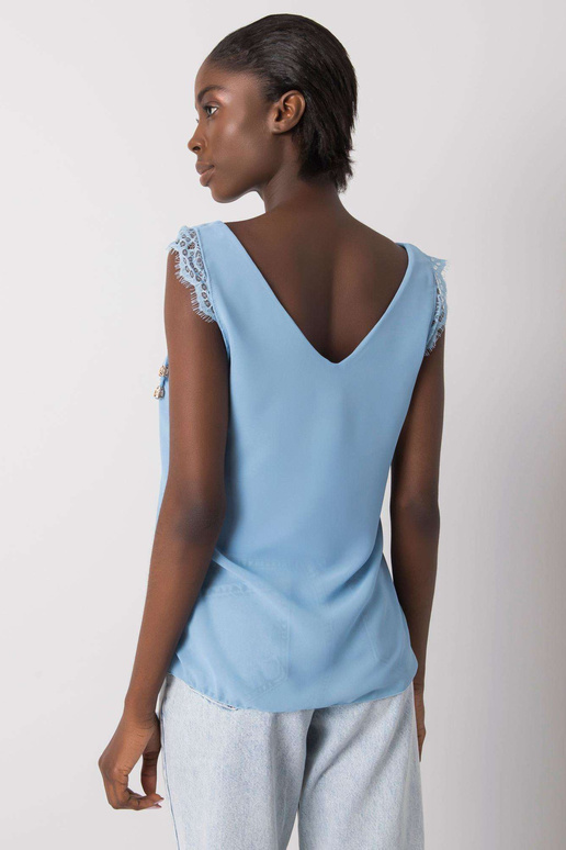 Mėlynos spalvos safyro nėrinių viršus