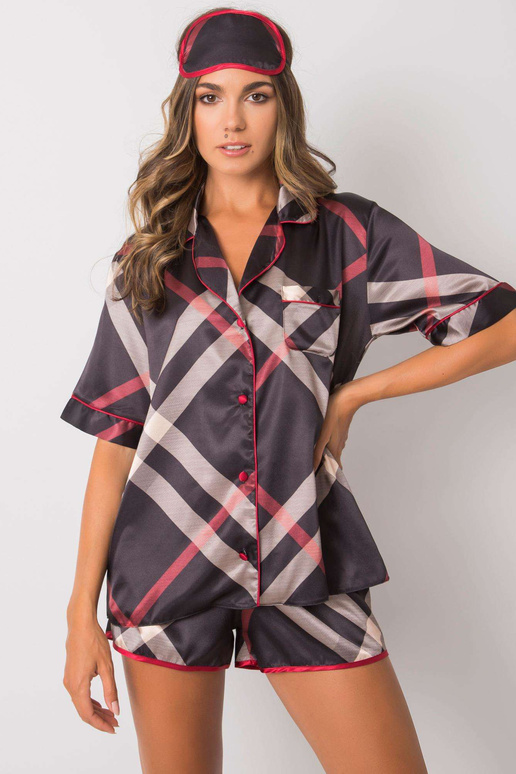 Juoda dviejų dalių languota pižama