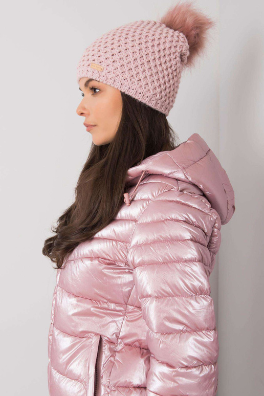 Šviesiai rožinė žieminė kepurė su...