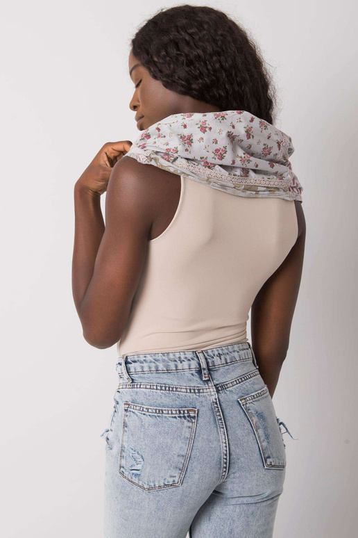 Pilka medvilninė juostelė su raštu