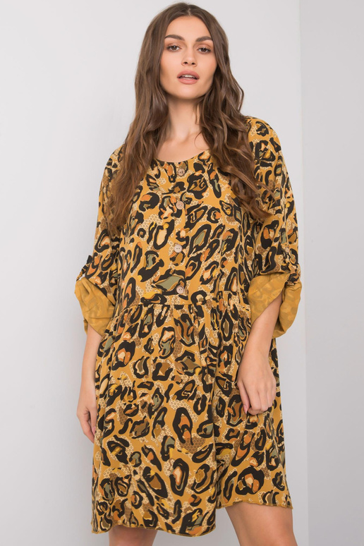 Geltona Earlene viskozės suknelė