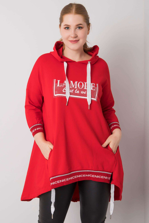 Raudonas megztinis su baltomis...