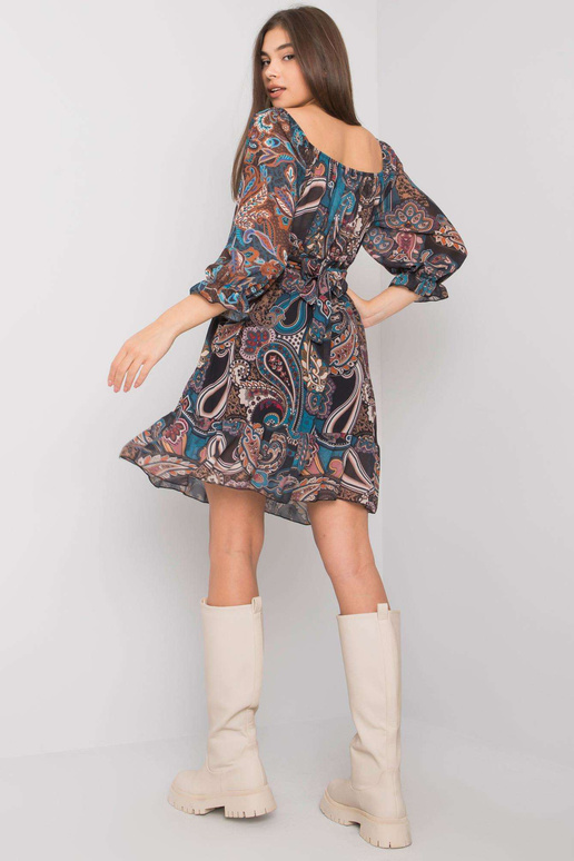 Tamsiai mėlyna suknelė su raštais...