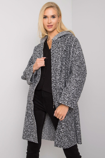 Pilkas paltas su gobtuvu...