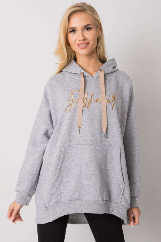 Pilkos spalvos Fallon kengūros megztinis Pilkos spalvos Fallon kengūros megztinis