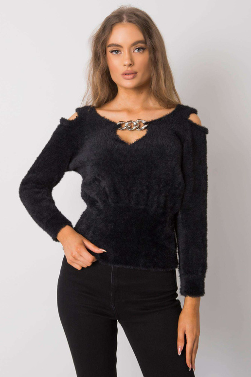 Juodas kirpimo megztinis Leandre RUE... Juodas kirpimo megztinis Leandre RUE...