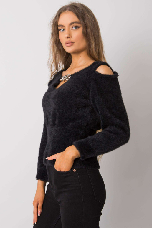 Juodas kirpimo megztinis Leandre RUE... Juodas kirpimo megztinis Leandre RUE...