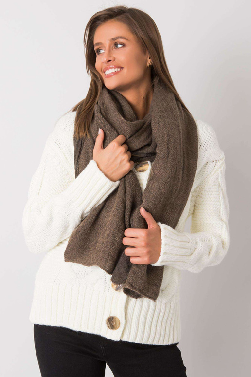 Tamsiai smėlio spalvos megztas šalikas