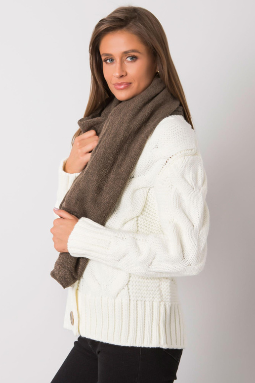 Tamsiai smėlio spalvos megztas šalikas